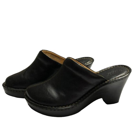 BORN WOMEN BLACK LEATHER MULES size 8‎ - Picture 1 of 10